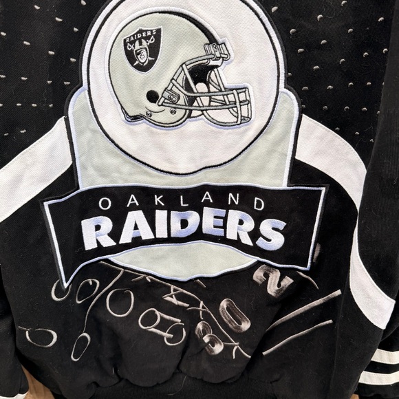 NFL Raiders Black and Gray Bomber Jacket Size Large - Picture 7 of 10